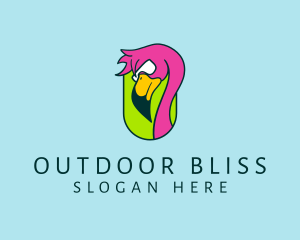 Wild Flamingo Bird  logo design