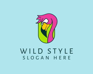 Wild Flamingo Bird  logo design