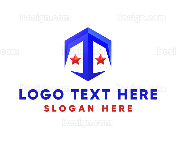 3D Patriotic Letter T Logo