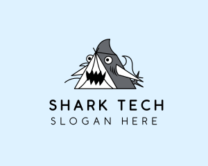 Cartoon Shark Tent logo design