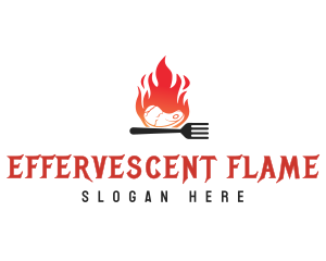 BBQ Steak Fire Flame logo design