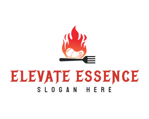 BBQ Steak Fire Flame logo