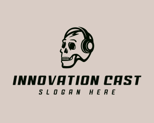 Headset Skull Podcasting logo design