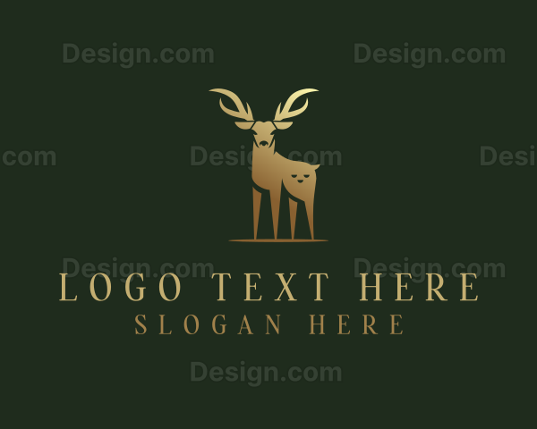 Golden Animal Deer Logo