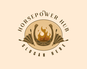 Horseshow Blacksmith Bellows logo design