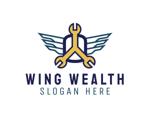 Winged Wrench Badge logo design