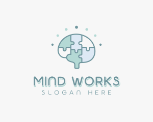 Psychologist Brain Puzzle logo design