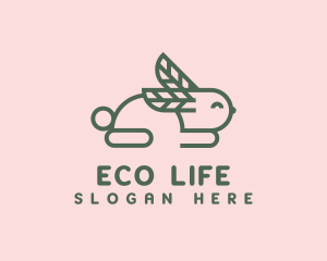 Green Leaf Bunny logo design