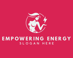 Energy Lightning Bolt Woman logo design