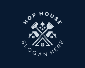 Broom Vacuum House Cleaning logo design