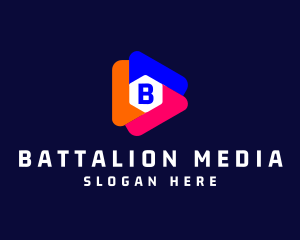 Cube Media Play Button logo design