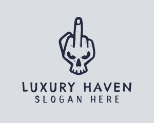 Middle Finger Punk Skull logo design