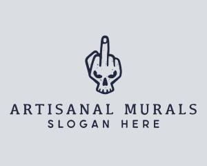 Middle Finger Punk Skull logo design