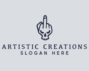 Middle Finger Punk Skull logo design