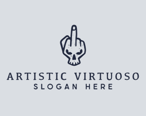 Middle Finger Punk Skull logo design