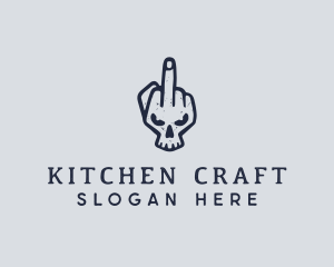 Middle Finger Punk Skull logo design