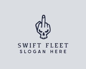 Middle Finger Punk Skull logo design