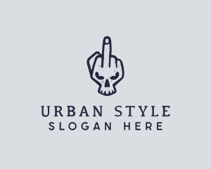 Middle Finger Punk Skull logo design