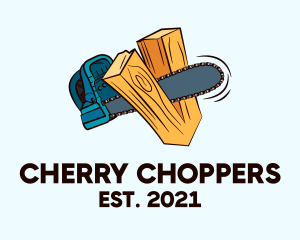 Chainsaw Wood Cutter  logo design