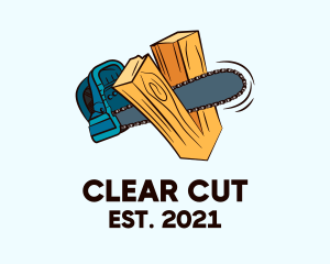 Chainsaw Wood Cutter  logo design