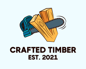 Chainsaw Wood Cutter  logo design