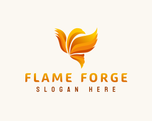 Flame Wings Bird logo design