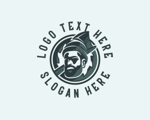Lumberjack Axe Beard Man logo design