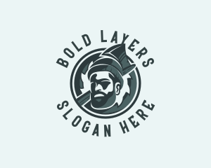 Lumberjack Axe Beard Man logo design