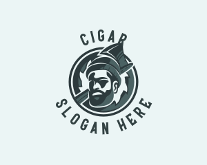 Lumberjack Axe Beard Man logo design