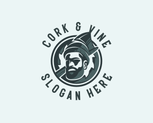 Lumberjack Axe Beard Man logo design