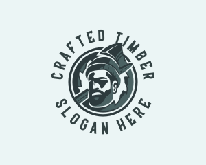 Lumberjack Axe Beard Man logo design