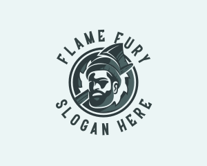 Lumberjack Axe Beard Man logo design