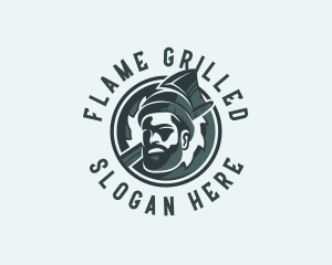 Lumberjack Axe Beard Man logo design