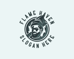 Lumberjack Axe Beard Man logo design