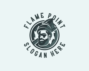 Lumberjack Axe Beard Man logo design