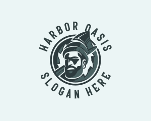 Lumberjack Axe Beard Man logo design