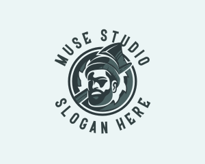 Lumberjack Axe Beard Man logo design