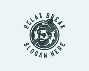 Lumberjack Axe Beard Man logo design