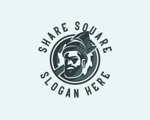 Lumberjack Axe Beard Man logo design