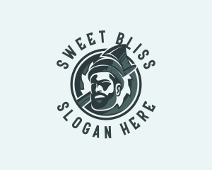 Lumberjack Axe Beard Man logo design