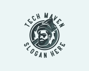 Lumberjack Axe Beard Man logo design