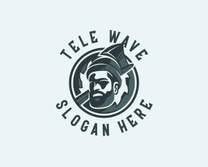 Lumberjack Axe Beard Man logo design