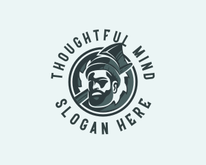 Lumberjack Axe Beard Man logo design