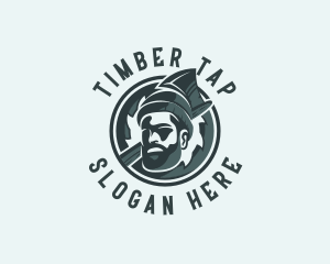 Lumberjack Axe Beard Man logo design