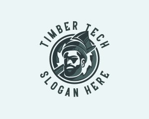 Lumberjack Axe Beard Man logo design