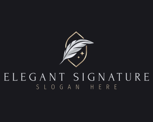 Feather Pen Quill logo design