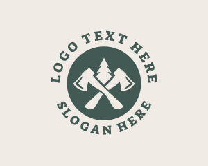 Pine Tree Axe Lumberjack Logo