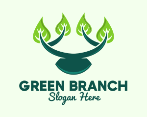 Green Branch Leaves  logo design