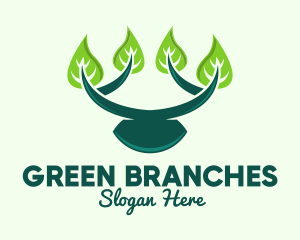 Green Branch Leaves  logo design