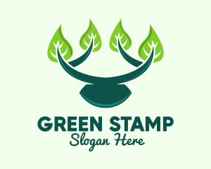 Green Branch Leaves  logo design